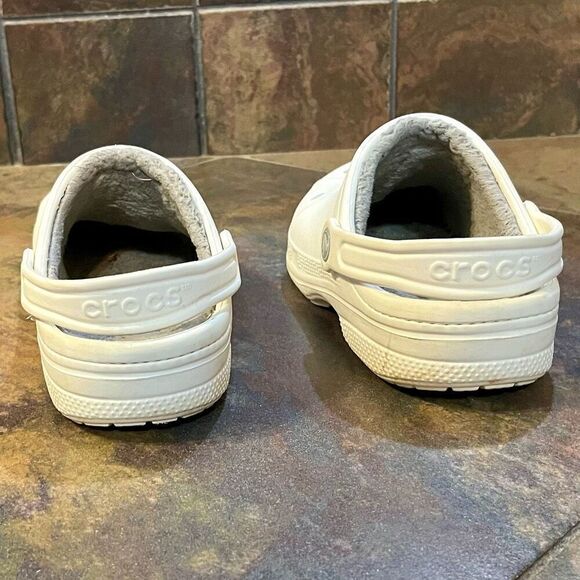 Crocs Kids White Lined Slingback Clogs 3 J 5 - Picture 4 of 12